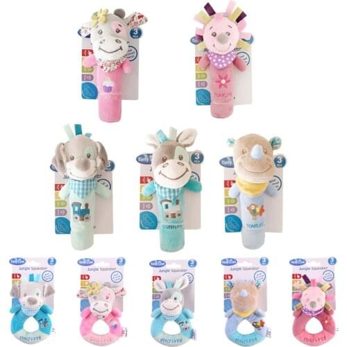 Baby Rattle Animal Hand Bell Rattle Soft Rattle Toy Newborn Rattle Mobiles Baby Toys Cute Plush Bebe 0-12 Months christmas gift
