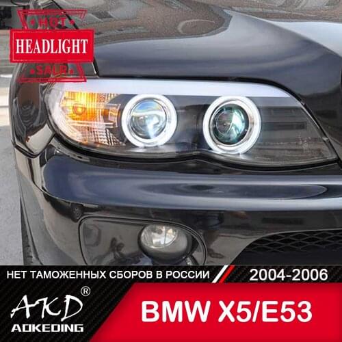 For Car BMW X5 E53 Head Lamp 2004-2006 Car Accessory Fog Lights Day Running Light DRL H7 LED Bi Xenon Bulb X5 E53 Headlights
