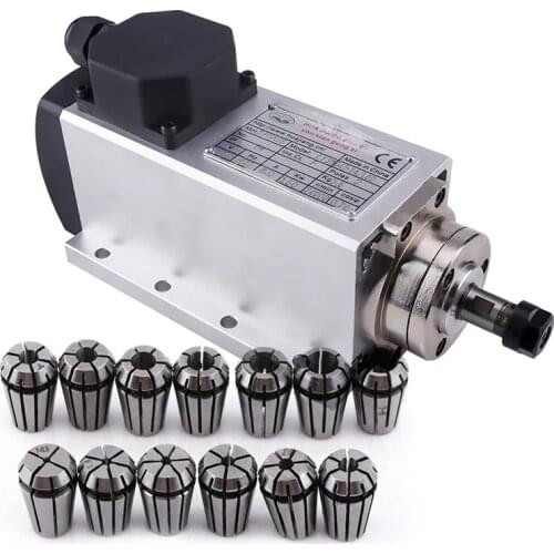 1.5kw Air Cooled Spindle Motor cnc spindle motor 1set er11 Square milling machine spindle+13pcs ER11 collect