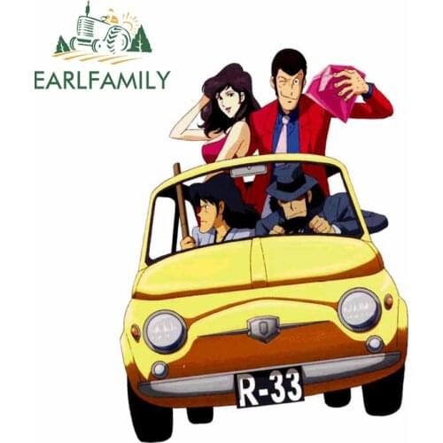 EARLFAMILY 13cm for Lupin III Anime Car Stickers RV VAN Car Door Windshield Waterproof Scratch-proof Decal Surfboard Decoration