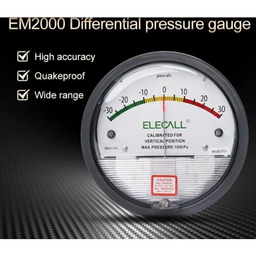 ELECAL Differential Pressure Gauge barometer micromanometer analog Manometer Pointer for air gas meters -30PA-30KPA EM2000