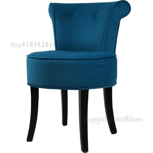 European Retro Dressing Stool Makeup Chair American Fabric Backrest Stool Modern Minimalist Bedroom Dressing Table Stool