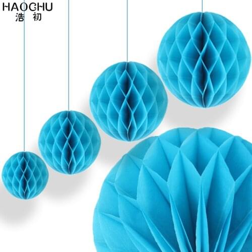 HAOCHU 4pcs/lot Wall Tree Hanging Decorations Round Lanterns Honeycomb Ball DIY New Year Christmas Wedding Party Child Birthday