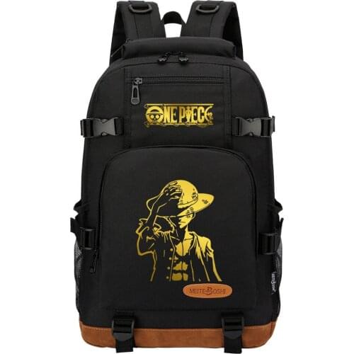 New Anime Gold One Piece Skull Boys Girls Kids School Book Bags Women Bagpack Teenagers Canvas Men Laptop Travel Backpack