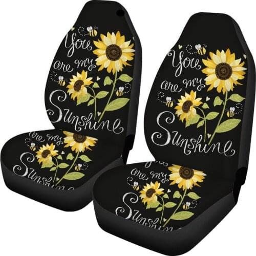 INSTANTARTS Sunshine Sunflower Design Polyester Fabric Vehicle Seat Covers Universal Fit Car Seat Covers Full Set for Women