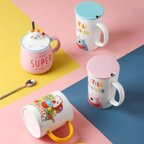 Kawashimaya mug with spoon household couple ceramic cup childrens lovely girl large capacity coffee cup