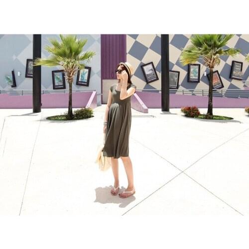 Summer Explosion Model Modal Maternity Dress Korean Casual Mid Length Comfortable Soft Maternity Dress