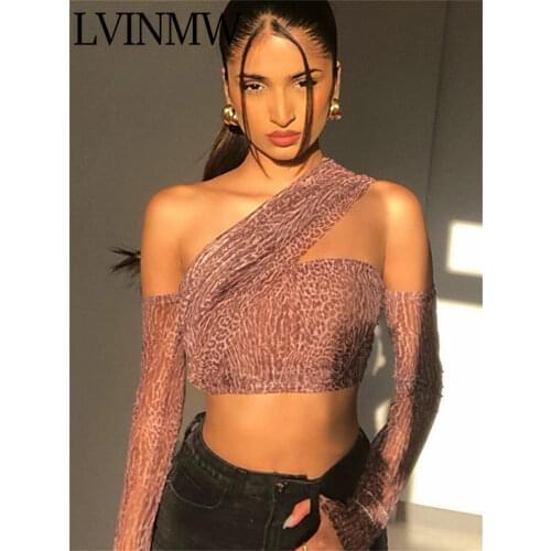 LVINMW Diagonal Collar Sleeveless Printed Vintage Sexy Tank Stitching Oversleeves Patchwork Chic Skinny Newest Summer Crop Top