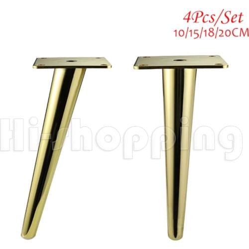 4Pcs/Set Metal Furniture Legs Gold Vertical Inclined Tube Sofa Feet for TV Cabinet Cabinet Feet Support Furniture Accessories