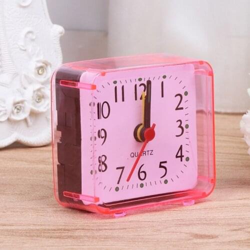 Mini Square Quartz Beep Alarm Clock Plastic Desk Table Travel Trip Portable Q0KA