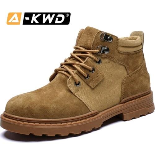 Fashion Mens Leather Boots Non-slip Suede Mens Trainers Sapato Masculino Oxford Elevator Shoes for Men Chausure Homme Work Shoe
