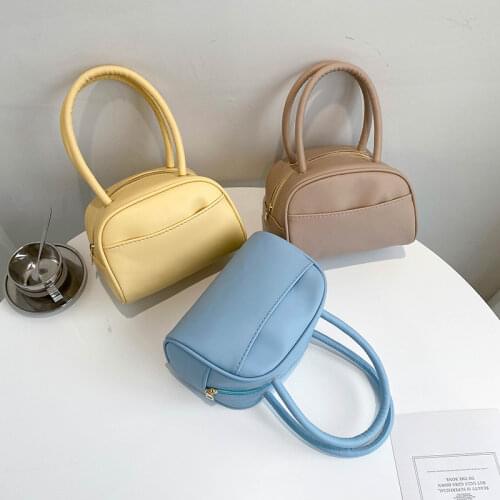 Fashion PU Leather Women Small Square Shoulder Bags Retro Design Ladies Mini Handbags Solid Color Female Daily Purse Tote Bag