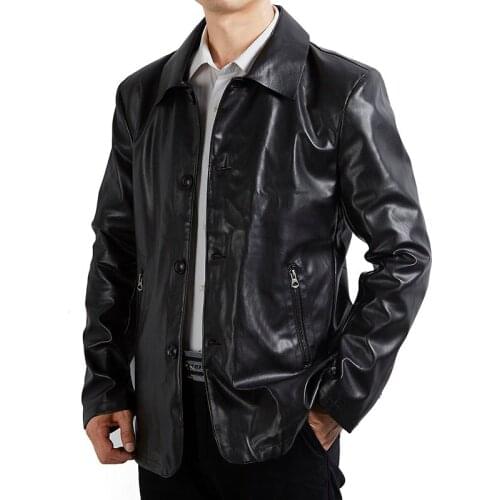 Plus Size 5XL 6XL Men Spring Jacket 2021 New Mens Turn Down Collar Business Casual Leather Coat Mens Black Suede Tench Jacket
