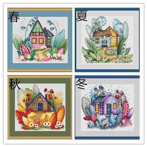 Counted Cross Stitch Kit Cross Stitch DIY Needlework Counted Chinese Cross-stitch Kits For Embroidery seasons house