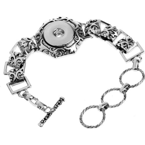 Newest Snap Button Bracelet&Bangles Flower Design Snap Button Zinc Alloy Charm Snap Bangles 18mm Snap Button Jewelry