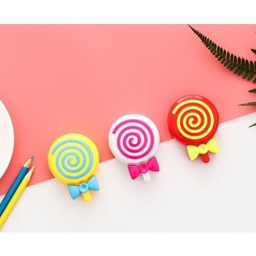 1PCS Creative Cute Lollipop Plastic Pencil Sharpener Kawaii Stationery Student Prizes Childrens Gifts School Supplies