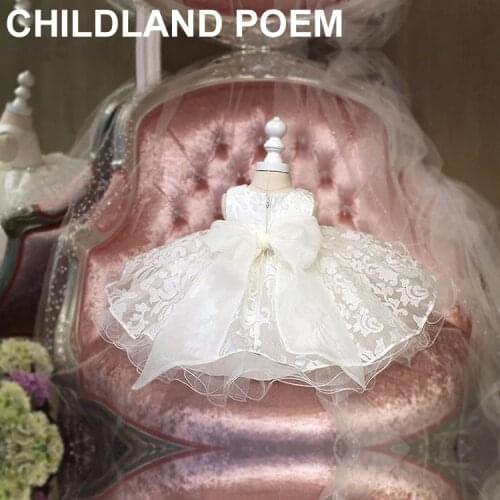 Girls dresses summer 2016 lace girls wedding dress white 1 year girl baby birthday dress Girl Princess Vestido Dresses