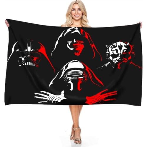Black Warrior Darth Vader Character Printed Towels Star Wars Movie Pattern Beach Towel Bath Towels Sports Quick Drying Towels