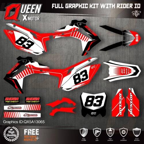 QUEEN X MOTOR Custom Team Graphics Backgrounds Decals Stickers Kit For HONDA 2014-2017 CRF250R 2013-2016 CRF450R 065