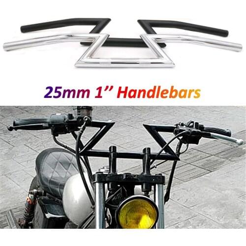 25mm Motorcycle Handlebar Z-bars 1'' Steering Wheel for Chopper Bobber Sportster Cruiser XL1200 Dyna Softail Retro Motorbikes
