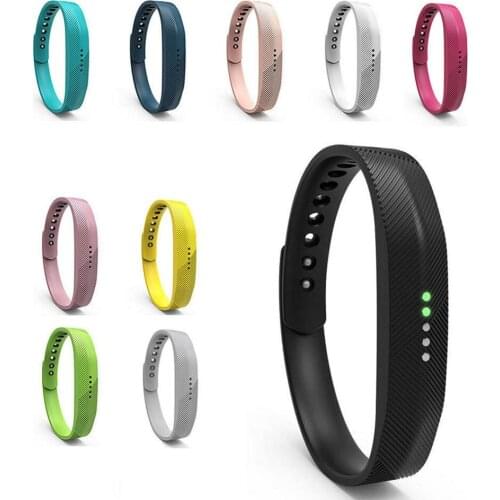 Soft Silicone Wristband Replacement Watch Band Durable Strap S / L For Fitbit Flex 2 Sports Smart Bracelet Band 10 Pure Colors