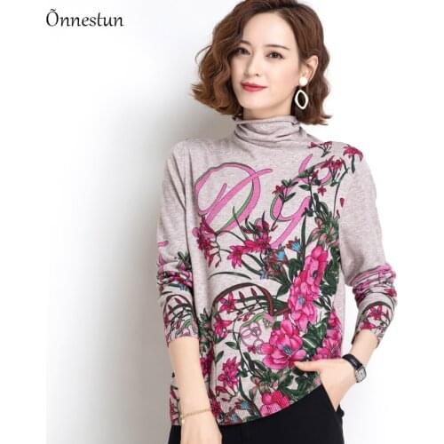 Print Sweater Women Autumn Winter Pullover High Quality Womens Turtleneck Knitted Sweaters Jumpers Female Sweater Women