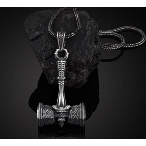 Norse Vikings Hammer Mjolnir Scandinavian Rune Amulet Necklace Stainless Steel Chain Anchor Pendant Male Jewelry Chains Necklace