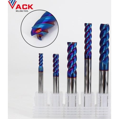 VACK HRC65 Carbide End Mill Tools 4 Flutes Alloy Coating Tungsten Steel Endmils Cnc Milling Machine Cutting Router Bit 6x50L