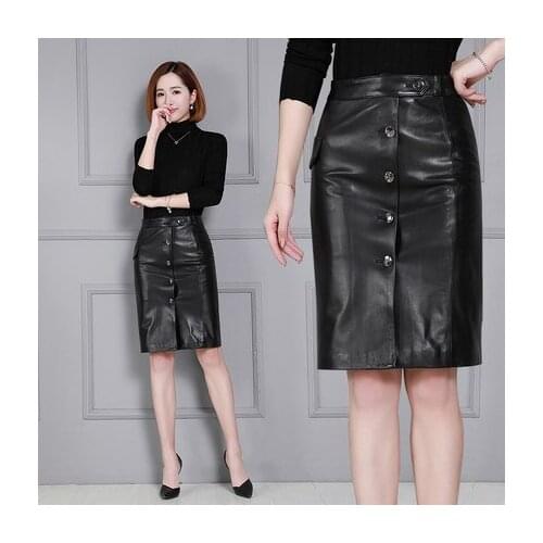 Top brand Fashion Genuine New Sheep Leather Skirt K47 high quality