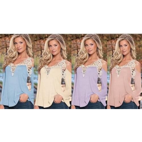 Apparel Deep v neck sexy women crop top knitted fabric hollow out lace string t shirt patchwork tee