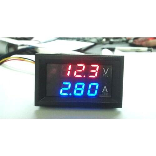 10pcs DC 100V 50A Voltmeter Ammeter Blue + Red LED Amp Volt Current Meter Tester Dual Digital Volt Meter Gauge TOP Quality