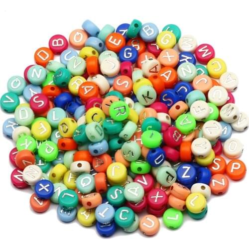 100-500pcs Mixed Acrylic Silver Letter Beads Colored Flat Round Alphabet Loose Beads Supplies For Jewelry Making Diy Accessories