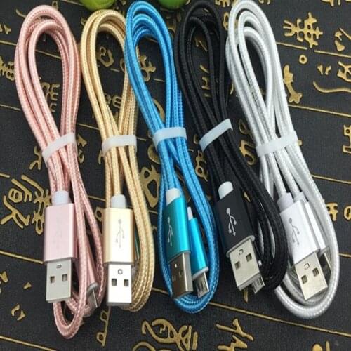100pcs High Quality 1M/3FT Aluminum Metal Nylon Braided Micro USB Data Sync Charger Cable Wire for Samsung Galaxy S7 s6 HTC LG