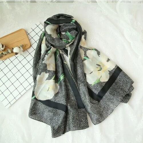 180*90cm TOP Silk Flower tulip luxurious Scarves Women Foulard Square Hijab Scarf Ladies Shawl wrap muffler pareo female hijab