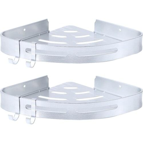 2 Tiers Bathroom Metal Shelf With Hook hower Storage Rack Holder Organizer Toilet Vanity kitchen Accessories Silver/Black