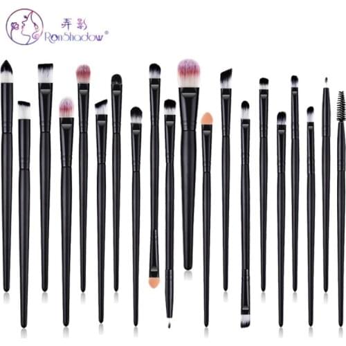 20Pcs Makeup Brushes Set Black Black Wooden Handle For Eye Shadow Powder Eyeliner Eyelash Eyebrow Make Up Brush Beauty Tool