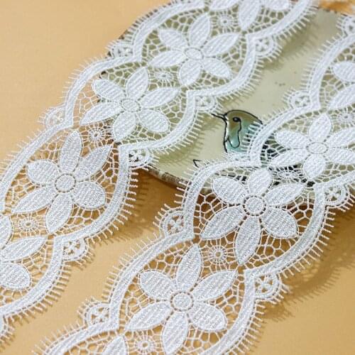 3Yds/lot 7cm wide off white hollow polyester water-soluble embroidery lace wedding dress apparel decoration fabric AC24
