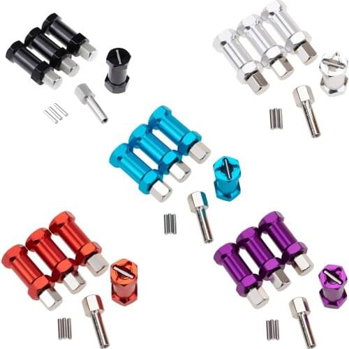 4pcs Aluminum 12mm Hex Wheel Hub Drive Adaptor 15/20/25mm Extension Combiner Coupler for 1/10 RC Crawler Axial SCX10 D90