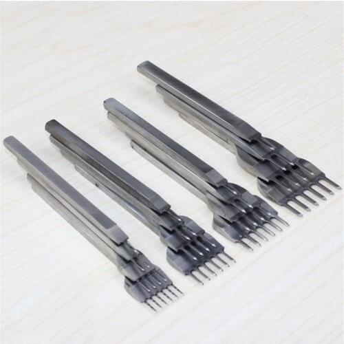 4 Pcs/set 3/4/5/6mm Leather Craft Tools Hole Punches Lacing Stitching Punch Tool 1+2+4+6 Prong