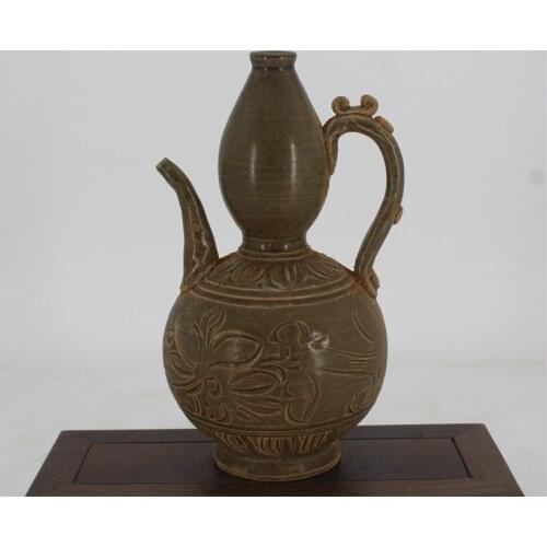 9 Antique SongDynasty porcelain bottle,Green carved gourd pot,hand painted crafts,Decoration,Collection&Adornment,Free shipping