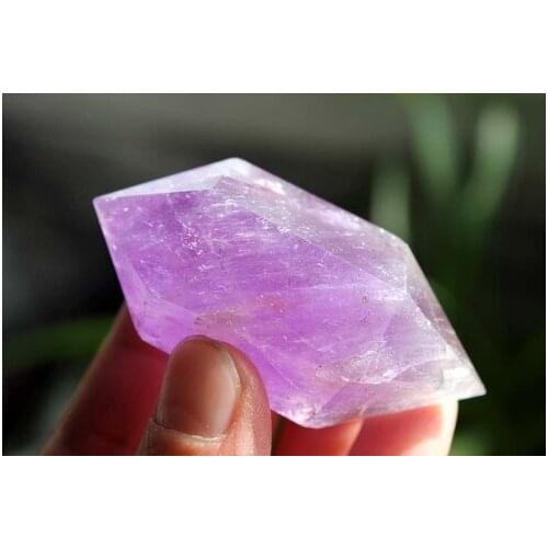 Amethyst Quartz Crystal 6 Sided DT Wand Point Polished 63g
