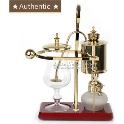Authentic Glass Syphon Siphon Drop Coffee Maker Pot 4 Cups Belgian Belgium Luxury Royal Family Balance Polished Gold Color 25