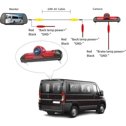 Car LED Brake Light Backup Camera For Citroen JUMPER III Fiat DUCATO X250 Peugeot BOXER III Parking Reverse Camera 7 Inch Screen