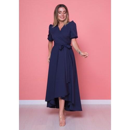 Bidoluelbise Women Dark Blue Large Size Asymmetrical Cut Dress