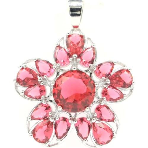 25x20mm Olive Leaf Created 3D Flowers Black Onyx Pink Kunzite Bright Zircon For Womans Silver Pendant Wholesale