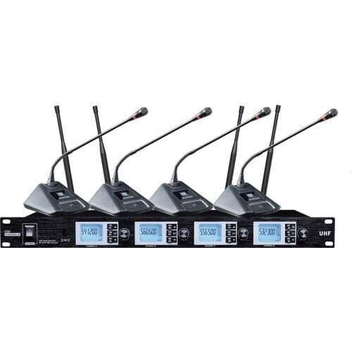Bolymic Professional 4 x System Channel uhf Microphones Professional Dual Wireless Microphone Systems For Meeting Church