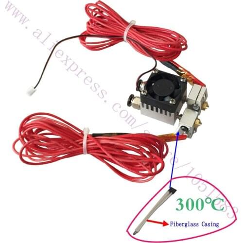 All Metal Chimera Hotend w/ Semitec 104NT-4 thermistor 300 Degree &Cooling Fan- Multi Colors V6 Dual Head Extruder, 1.75/3.0mm