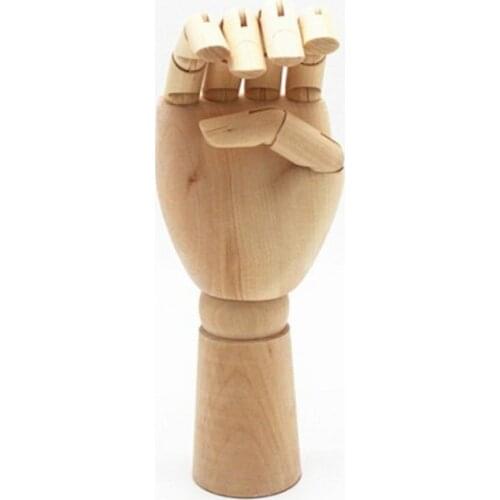 7 Inch Wooden Mannequin Hand Realistic Artist Hand Model Posable Flexible Fingers For Arts Drawing Jewelry Display Home Decor