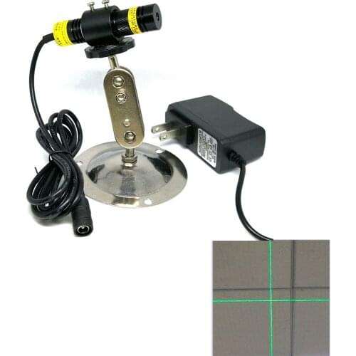 Focusable Cross Beam Green Lights 515nm Laser Module 30mw Mitsubishi Diodes LD 12V Power Adapter w Locator Holder