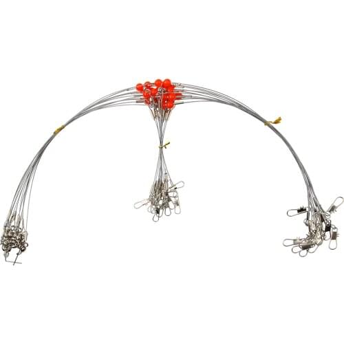 Hyaena 24pcs/Lot Stainless Steel Fishing Wire Leaders Trace Fishing Steel Wire Line With 2 Arm Swivel Snaps Fishing Tackle Tool